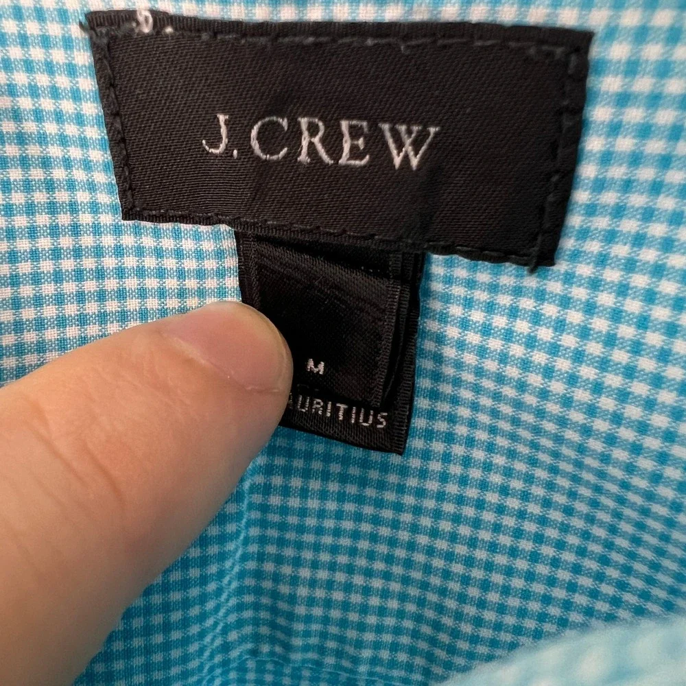 J.‎ Crew Mens Gingham Check Long Sleeve Button Up Shirt M Blue White Casual